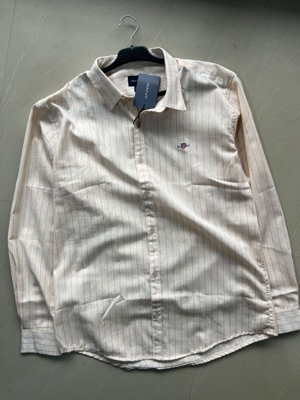 GANT Men's Light Beige Pinstripe Formal Shirt