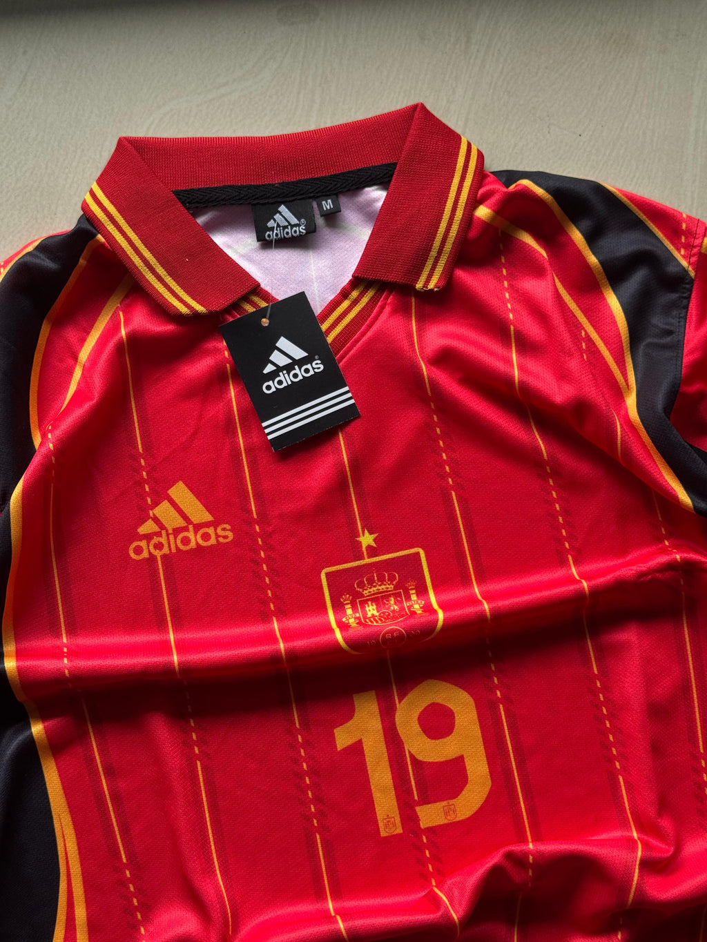 Spain #19 Retro Football Jersey | 5 Sleeve | Premium Dry-Fit | The Final Fit 🇪🇸❤️💛