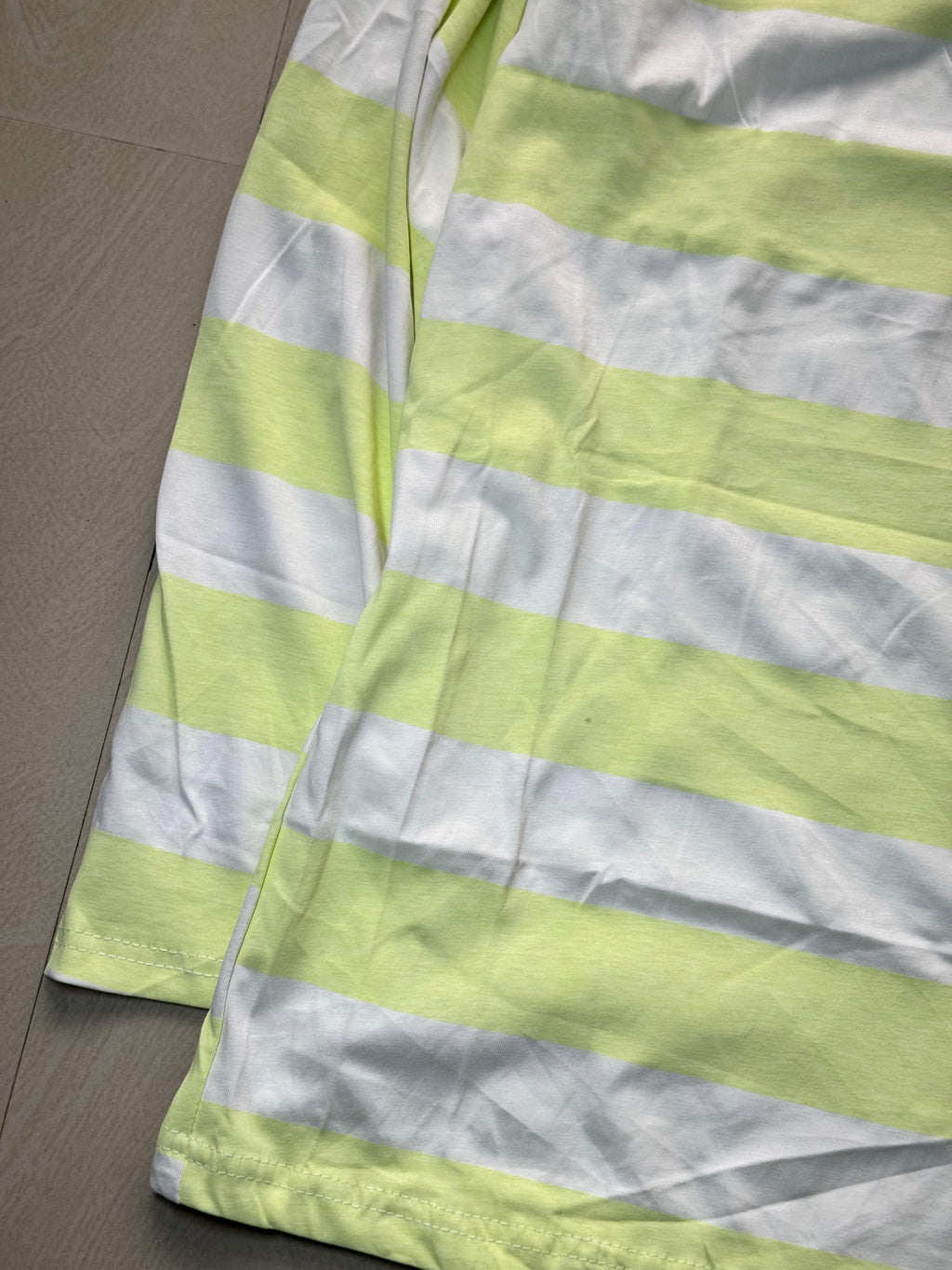 Lime Green & White Striped Full Sleeve T-Shirt