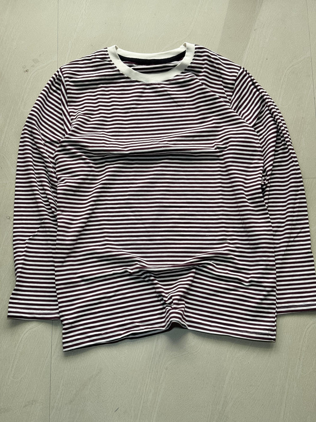 Maroon & White Striped Full Sleeve T-Shirt