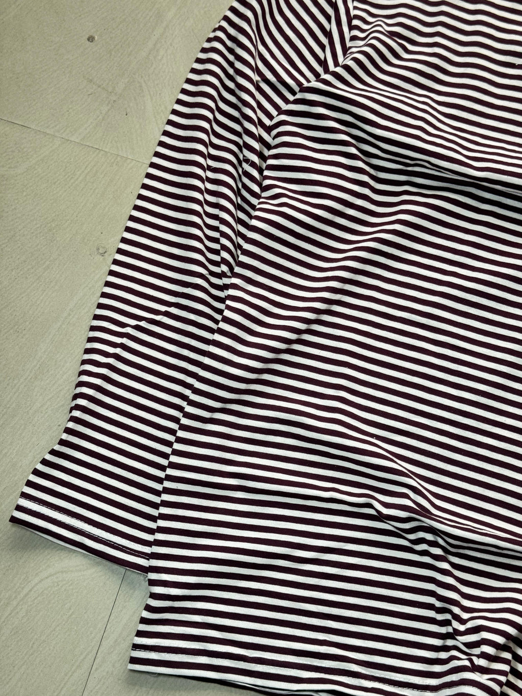 Maroon & White Striped Full Sleeve T-Shirt