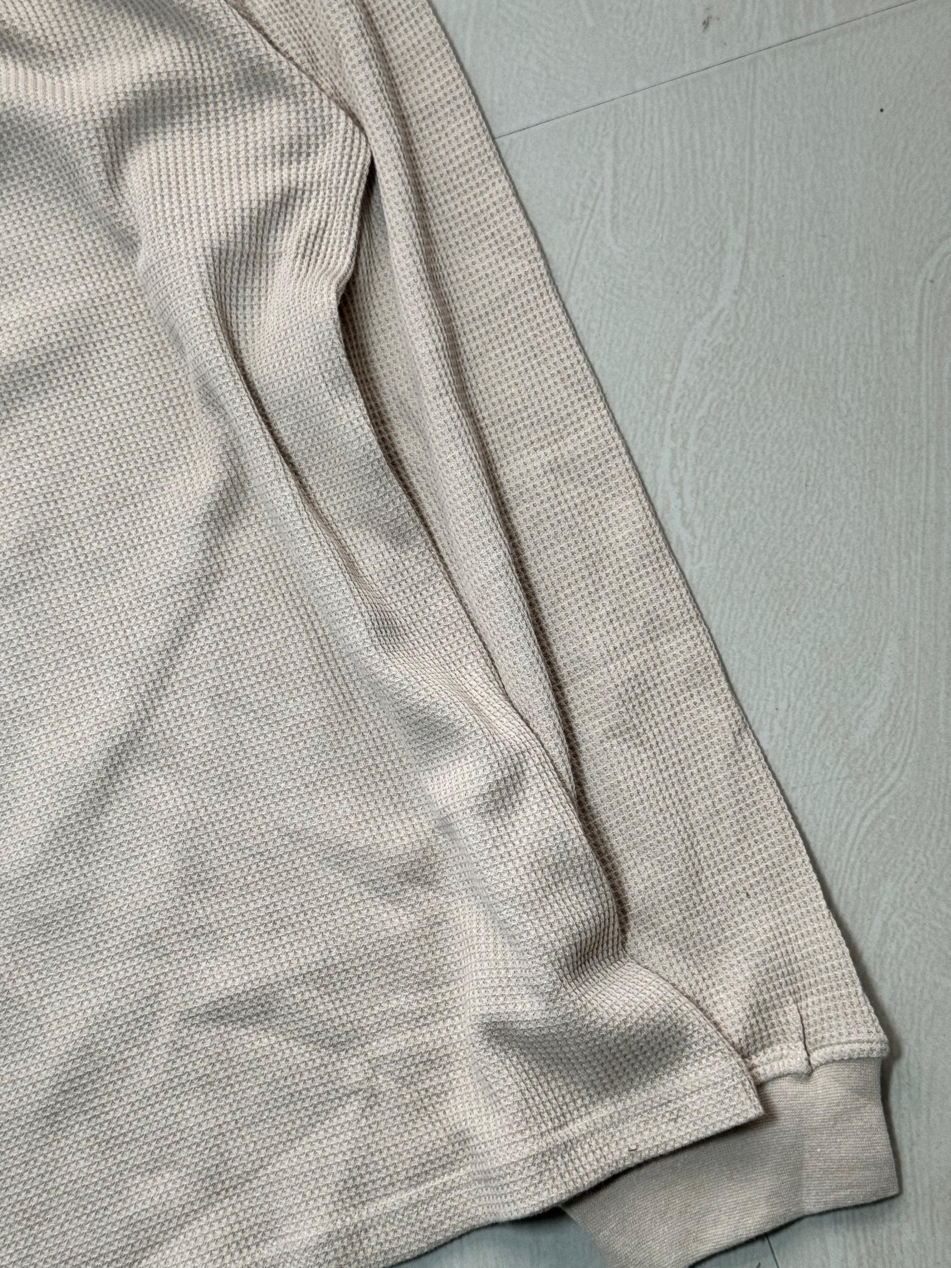 Sand Beige Waffle Knit Full Sleeve Tee