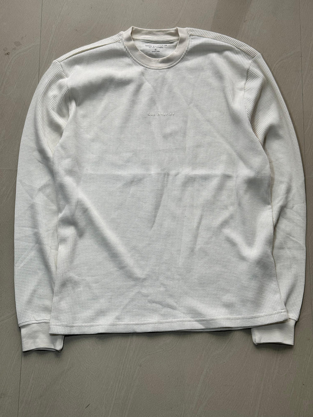 Classic White Waffle Knit Full Sleeve Tee