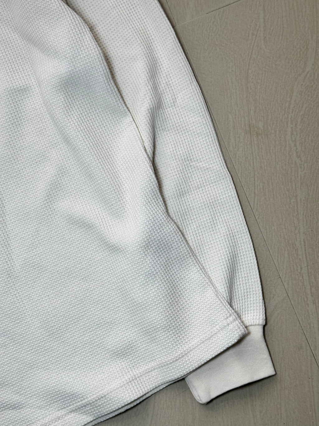 Classic White Waffle Knit Full Sleeve Tee