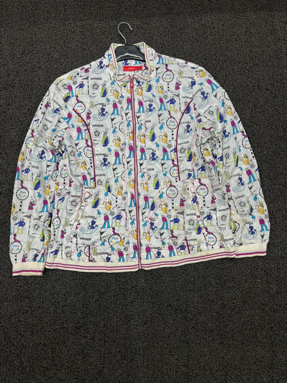 Anthem White All-Over Graphic Print Zip-Up Jacket