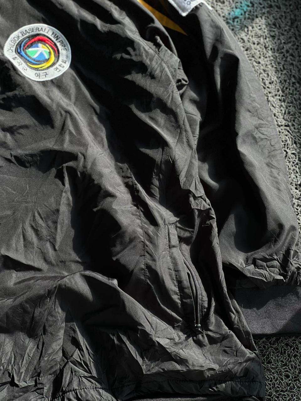 Black & Gold Quarter-Zip Athletic Windbreaker Jacket