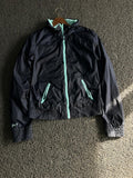 Black & Mint Contrast-Zip Hooded Windbreaker Jacket