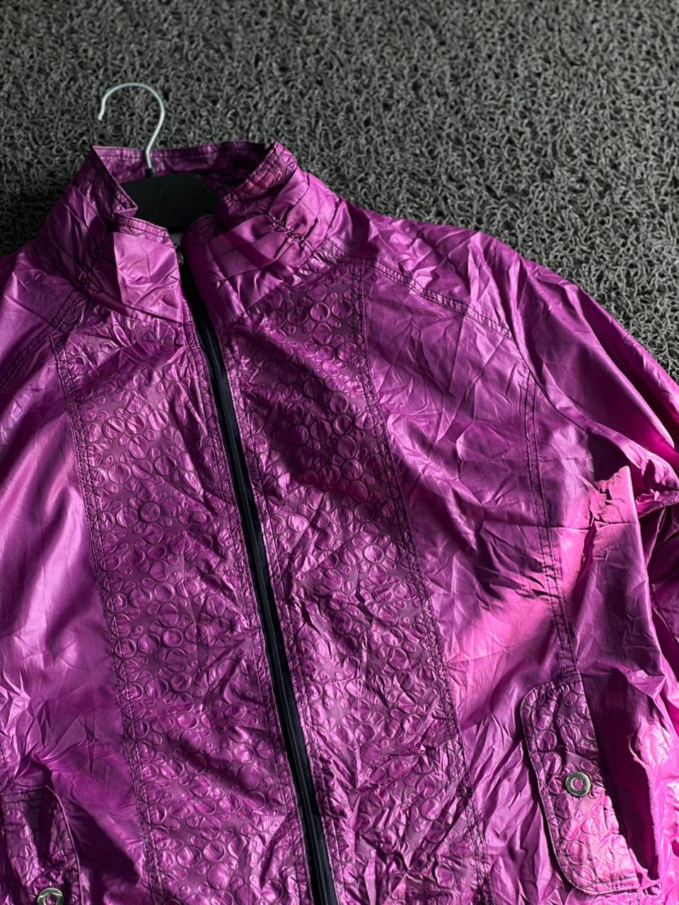 Glossy Purple Hooded Lightweight Windbreaker Jacket