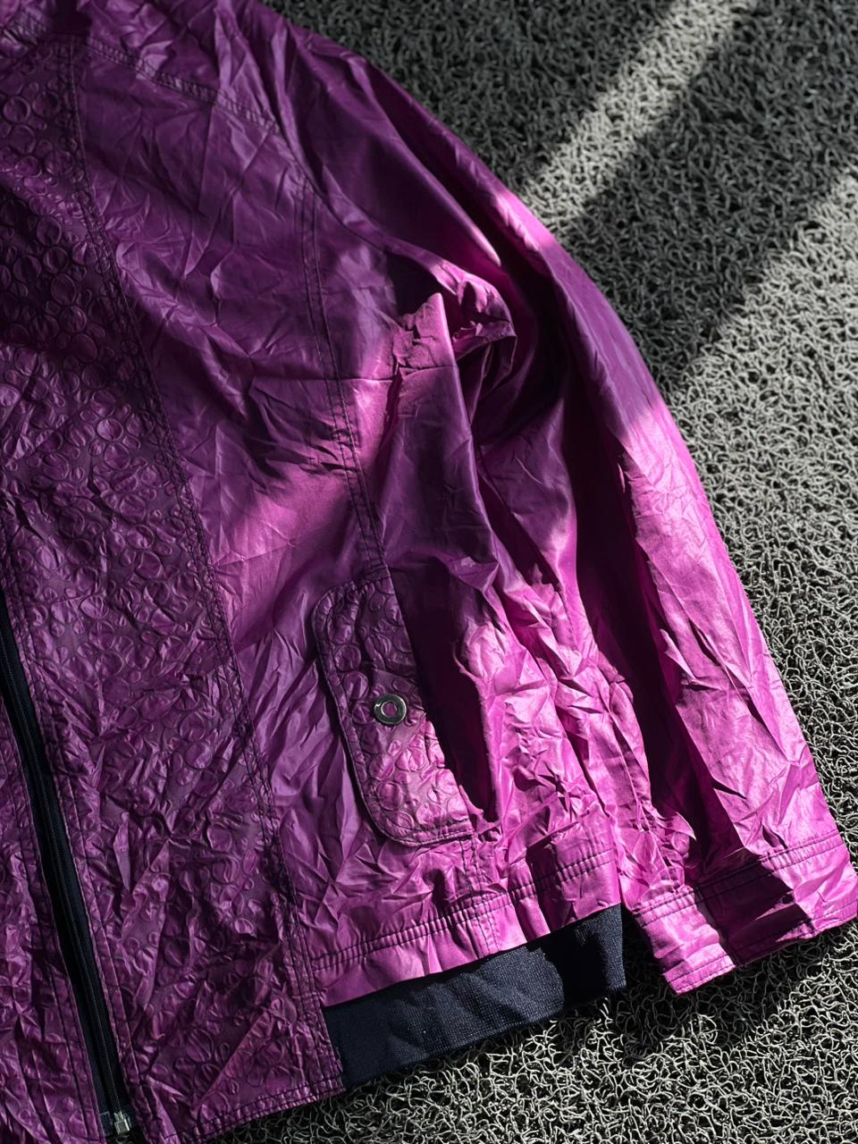 Glossy Purple Hooded Lightweight Windbreaker Jacket