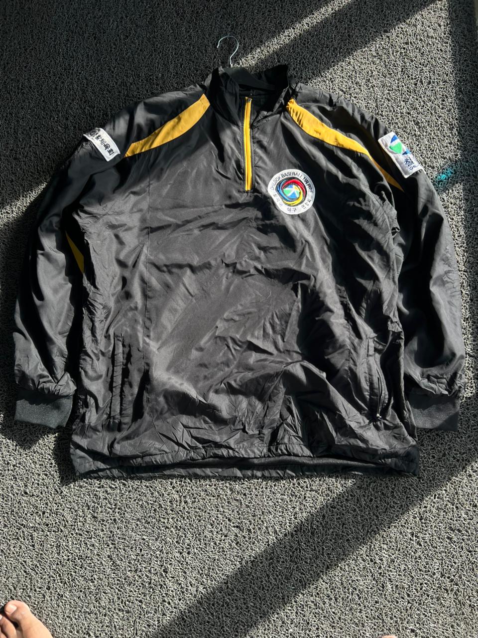 Black & Gold Quarter-Zip Athletic Windbreaker Jacket