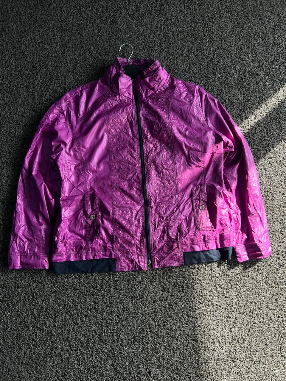 Glossy Purple Hooded Lightweight Windbreaker Jacket
