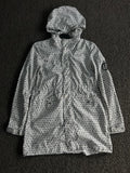 Grey Geometric Print Hooded Rain Jacket