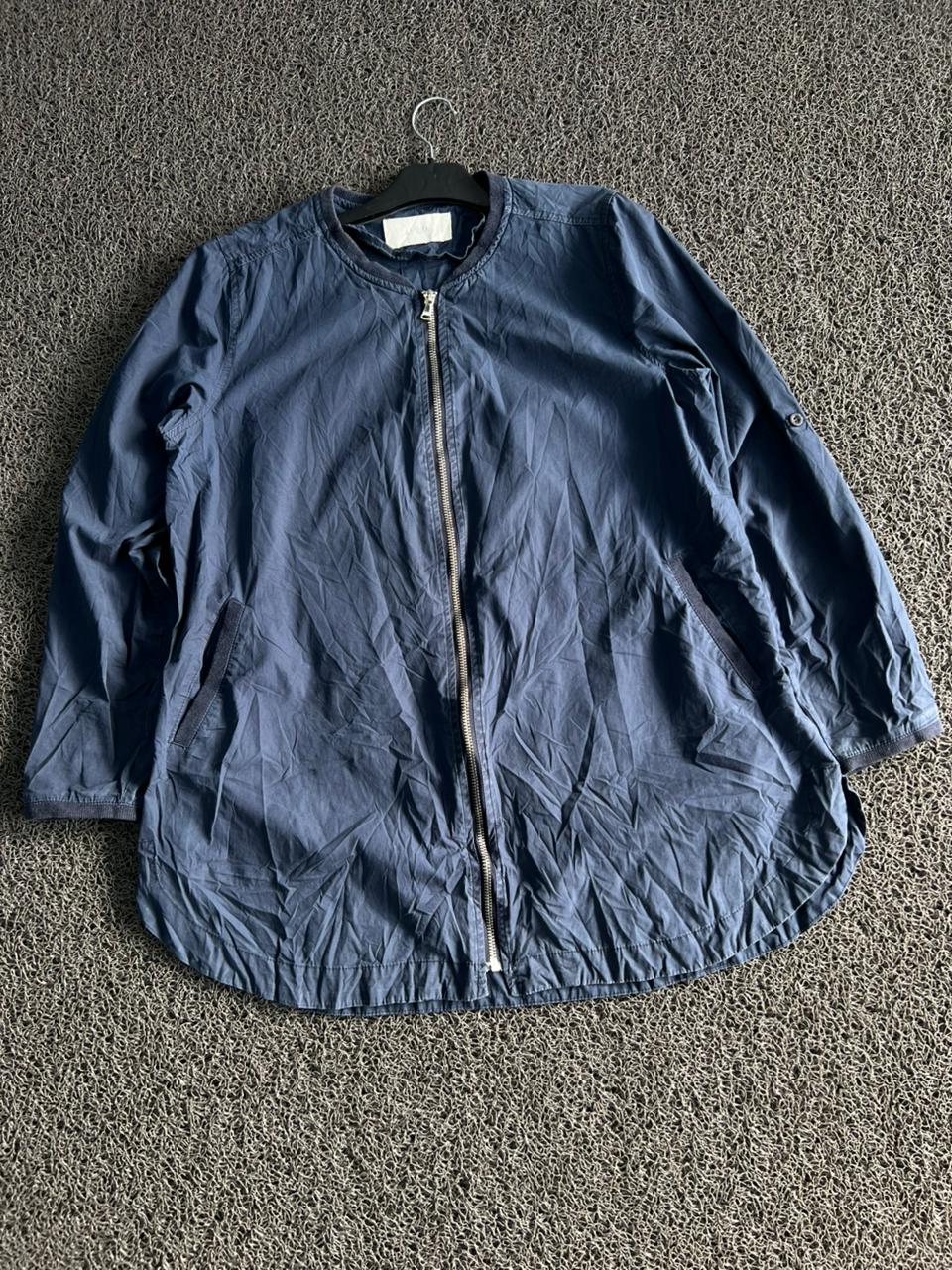 Slate Blue Lightweight Zip-Up Casual Jacket