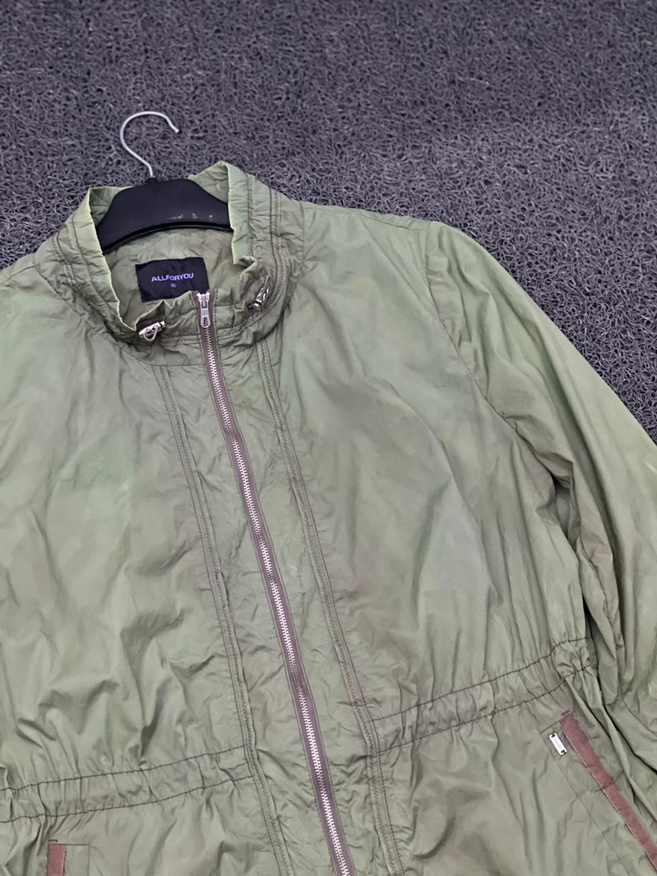Olive Green Lightweight Utility Zip Jacket