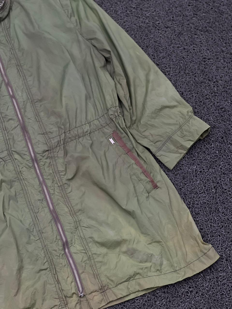 Olive Green Lightweight Utility Zip Jacket