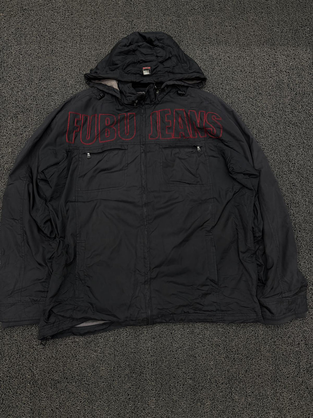 FUBU Jeans Black Hooded Windbreaker Jacket