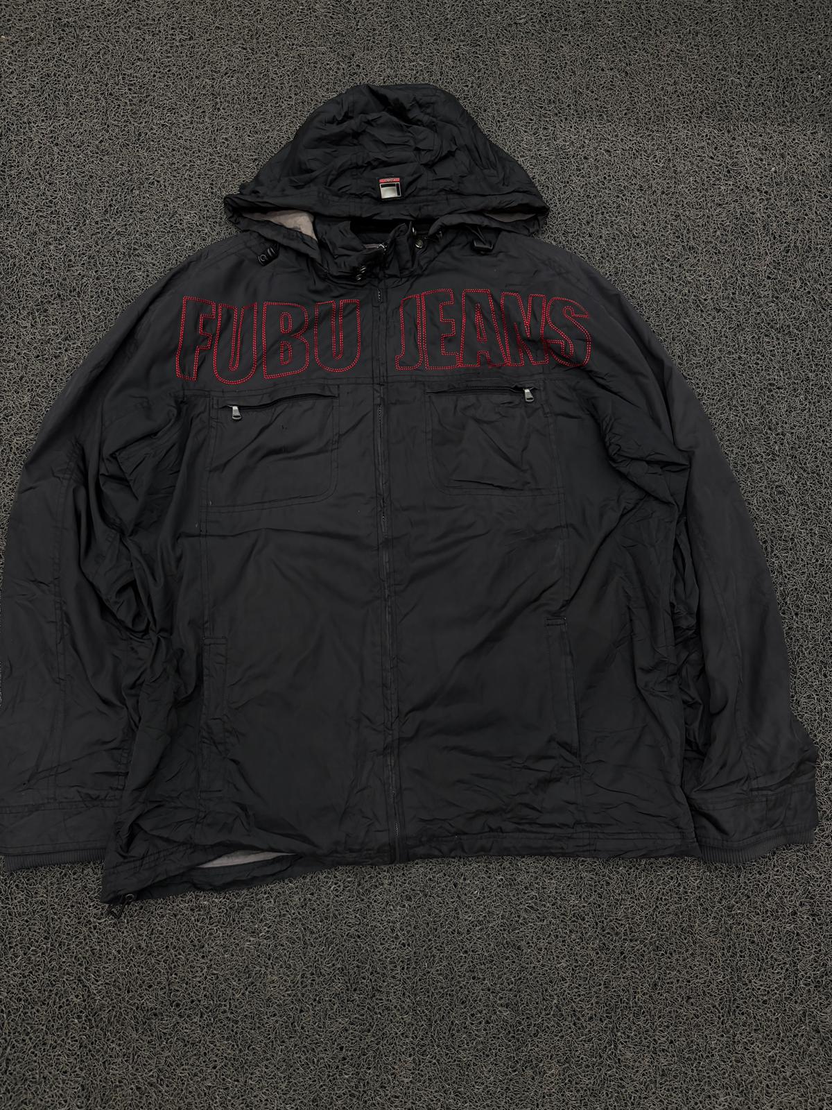 FUBU Jeans Black Hooded Windbreaker Jacket