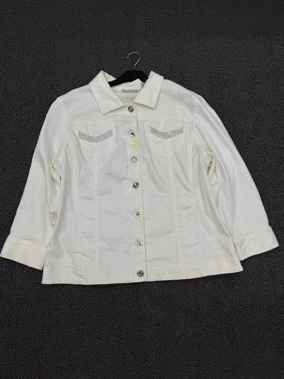 Vintage Ivory Rhinestone Detail Denim Jacket