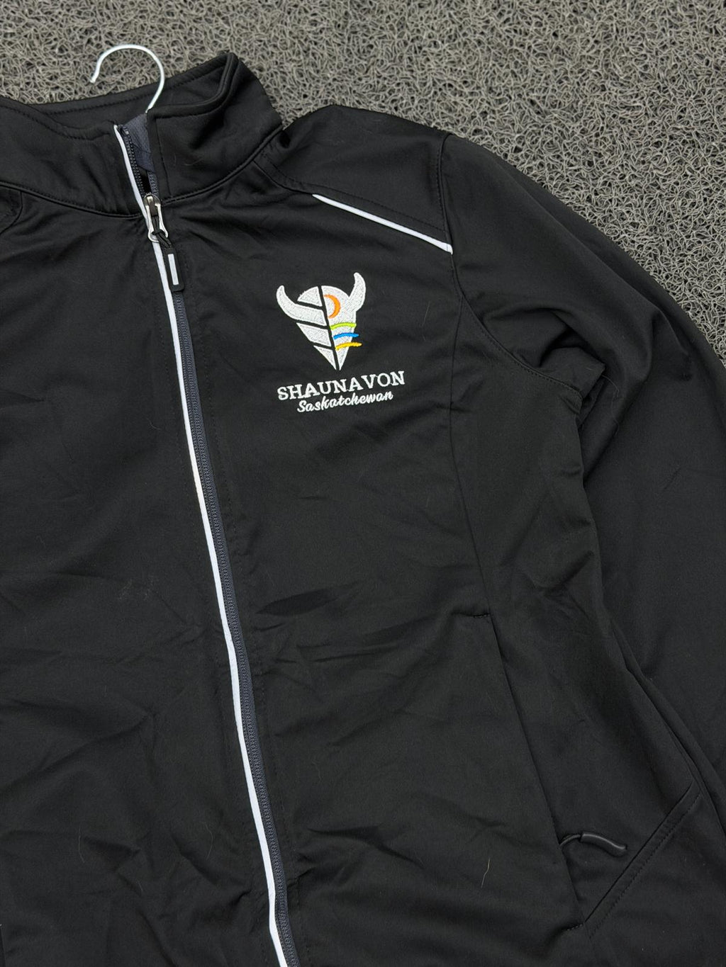 Shaunavon Saskatchewan Embroidered Black Softshell Jacket