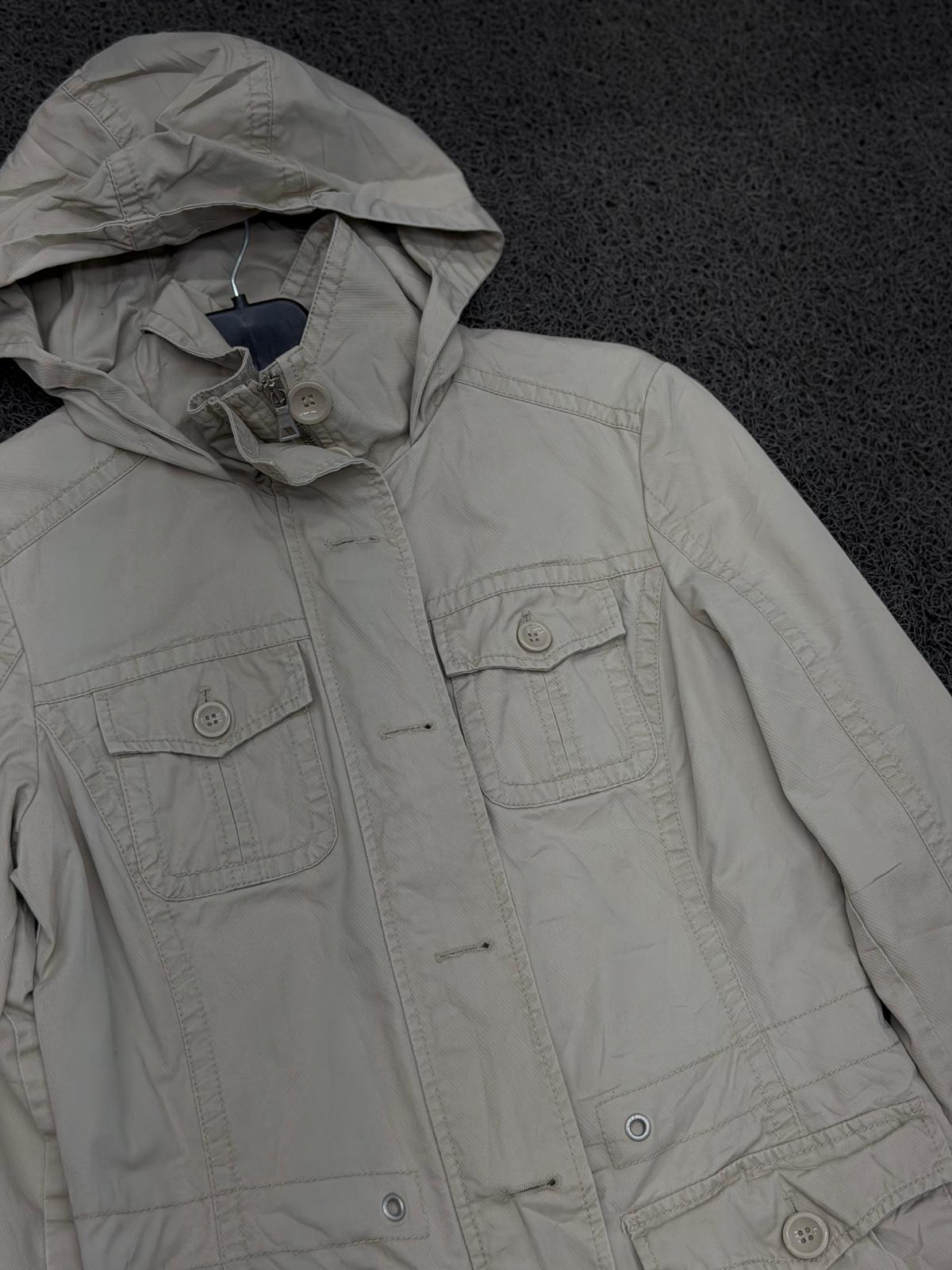 Vintage Beige Utility Hooded Field Jacket