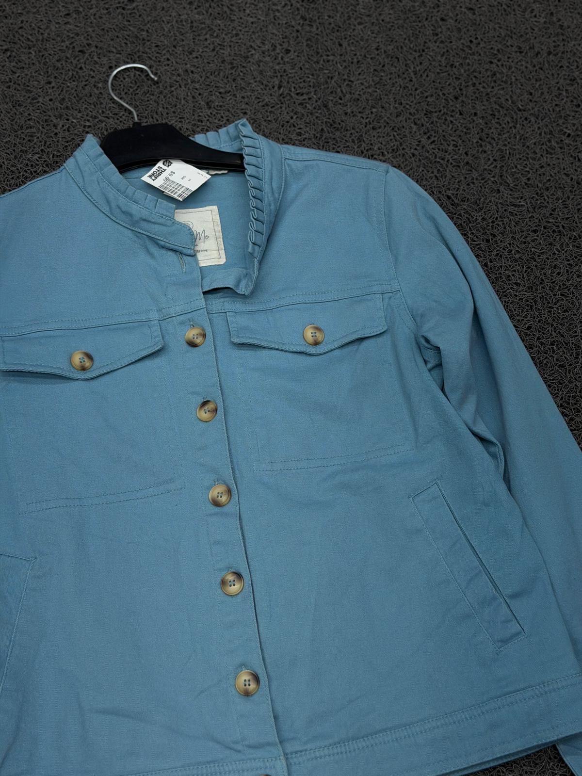 Vintage Sky Blue Button-Up Utility Jacket