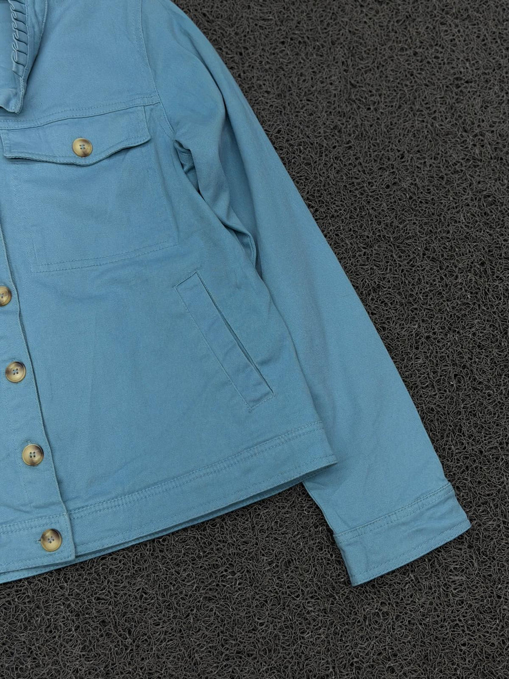 Vintage Sky Blue Button-Up Utility Jacket