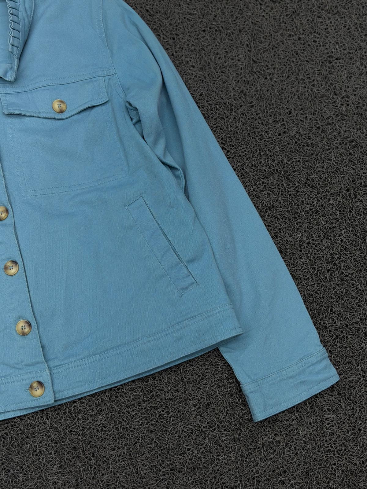 Vintage Sky Blue Button-Up Utility Jacket