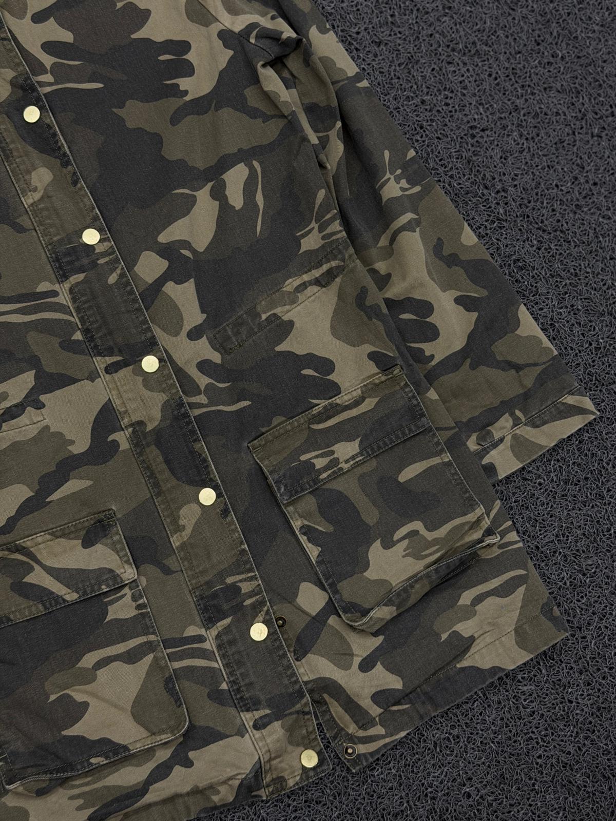 Military-Inspired Woodland Camo Multi-Pocket Utility Jacket