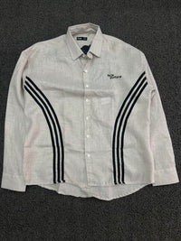Future Culture White Long Sleeve Button-Up Shirt with Black Side Stripes