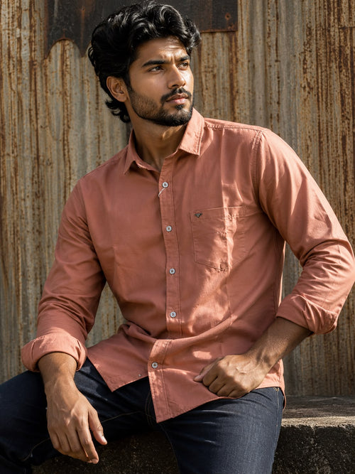FXD Men's Peach Long Sleeve Button-Up Work Shirt
