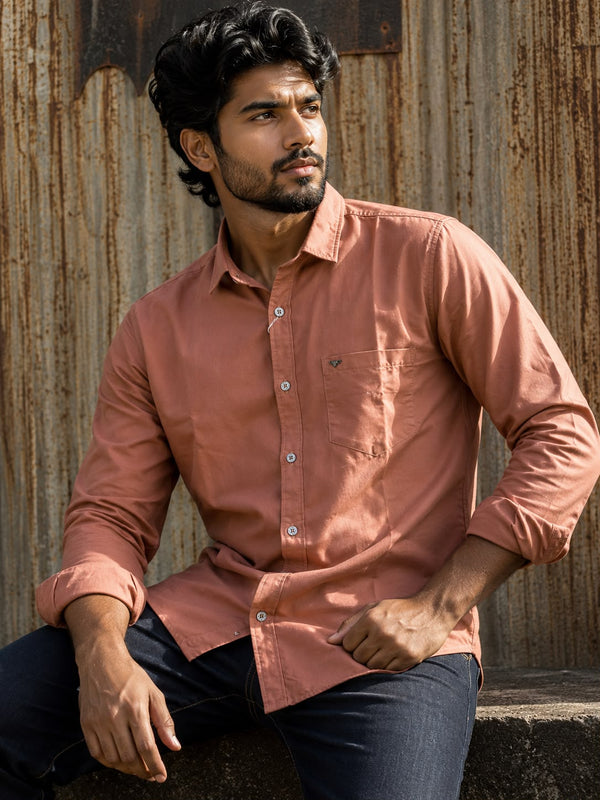 FXD Men's Peach Long Sleeve Button-Up Work Shirt