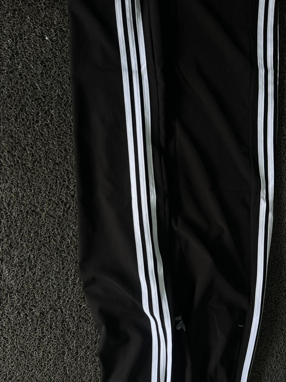 Baggy Track Pants – Black with White 3-Stripes