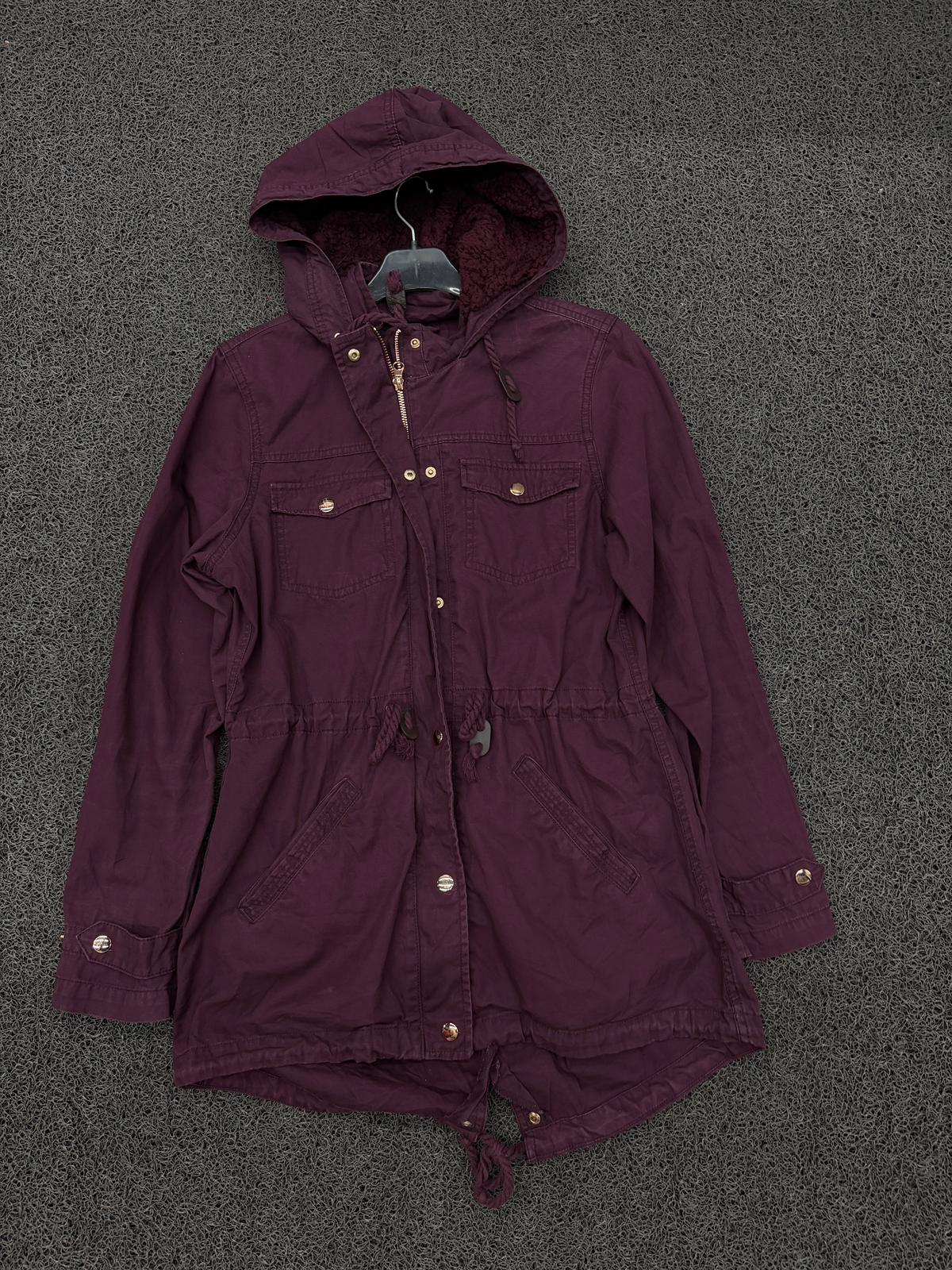 Wine Red Hooded Field Jacket