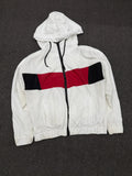White Colorblock Hooded Windbreaker
