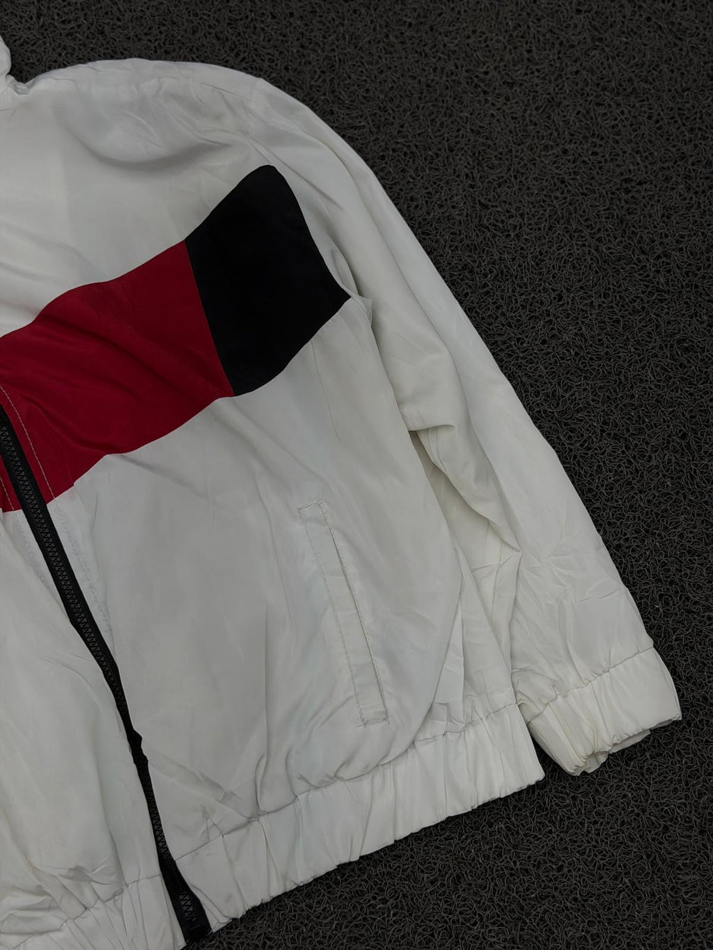 White Colorblock Hooded Windbreaker