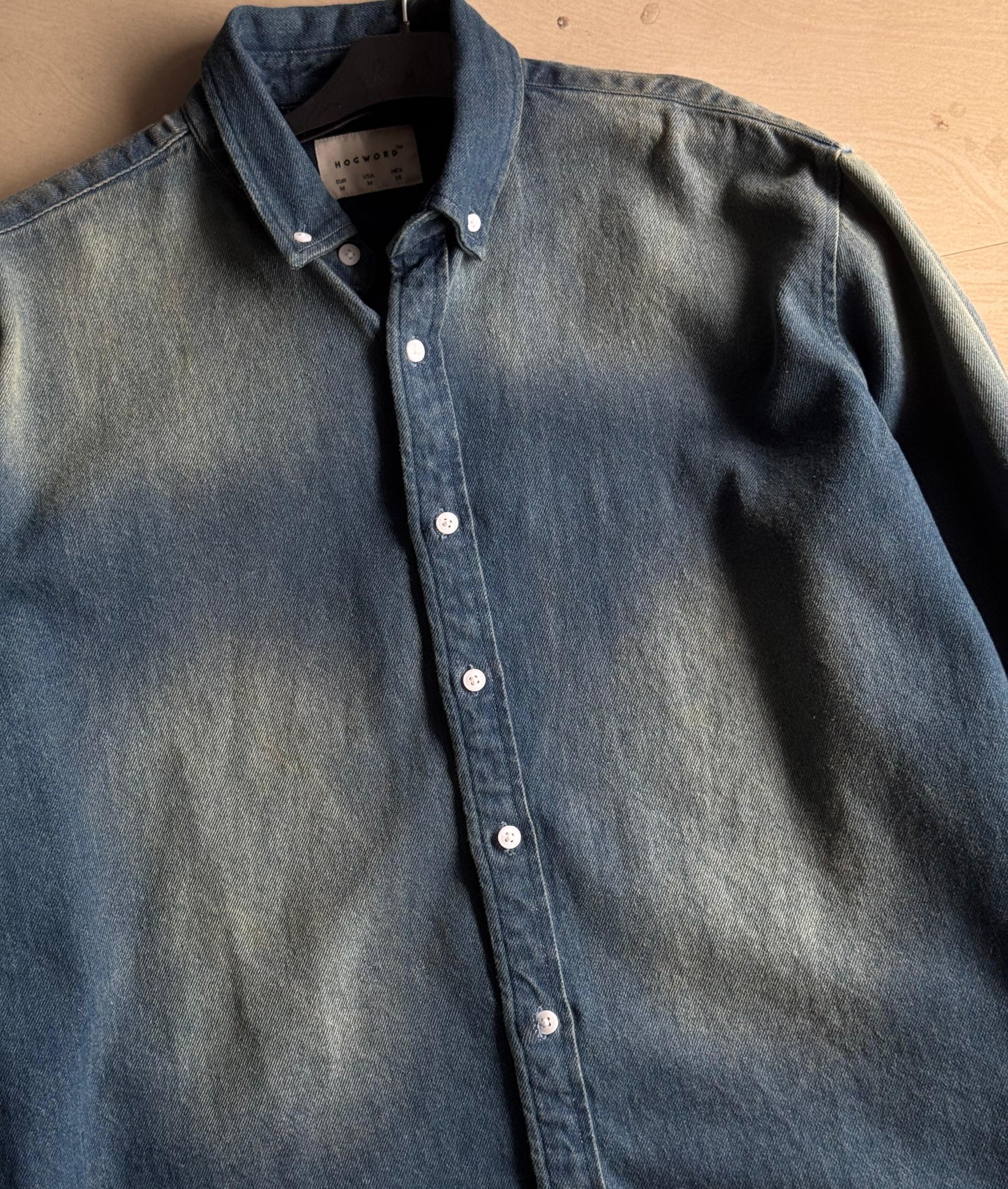 Blue Washed Denim Button-Down Shirt