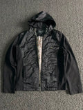 JINKANI Black Hooded Zip Jacket – ⚠️ Zip Damaged