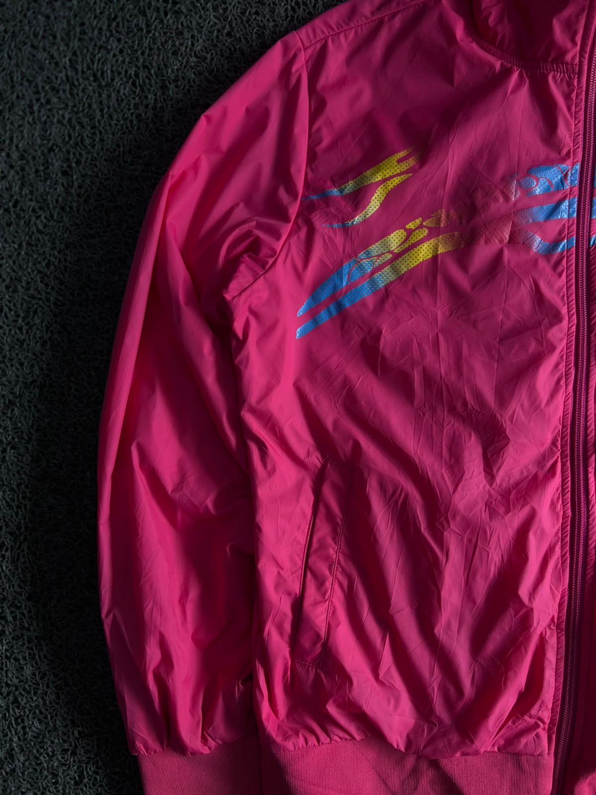 Vintage Athlétic Neon Pink Full Zip Track Jacket – Retro 90s Windbreaker Sportswear