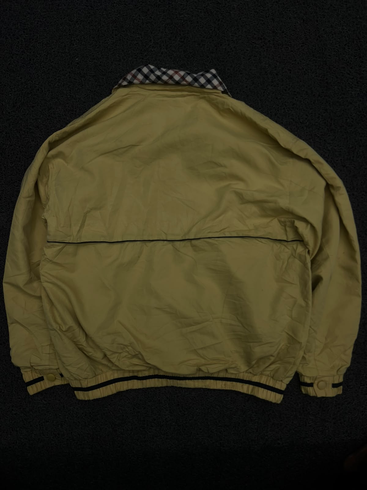 Vintage Khaki Harrington Jacket with Checkered Collar