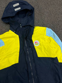 Navy Blue, Yellow & Light Blue Hooded Windbreaker Jacket