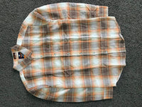 SKINN Colors Smart Fit Brown & Orange Plaid Flannel Shirt