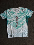 Portugal Cristiano Ronaldo #7 Away Football Jersey – White/Teal | Fan Edition