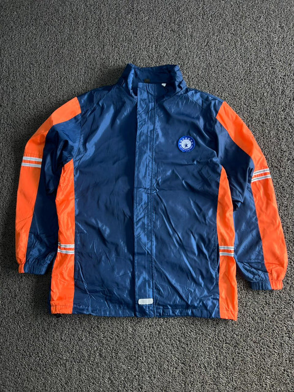 Vintage Colorblock Windbreaker Jacket – Navy Blue & Orange