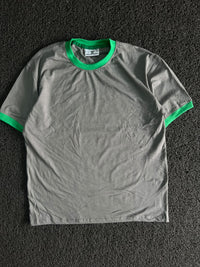Grey & Green Contrast Trim Crew Neck T-Shirt