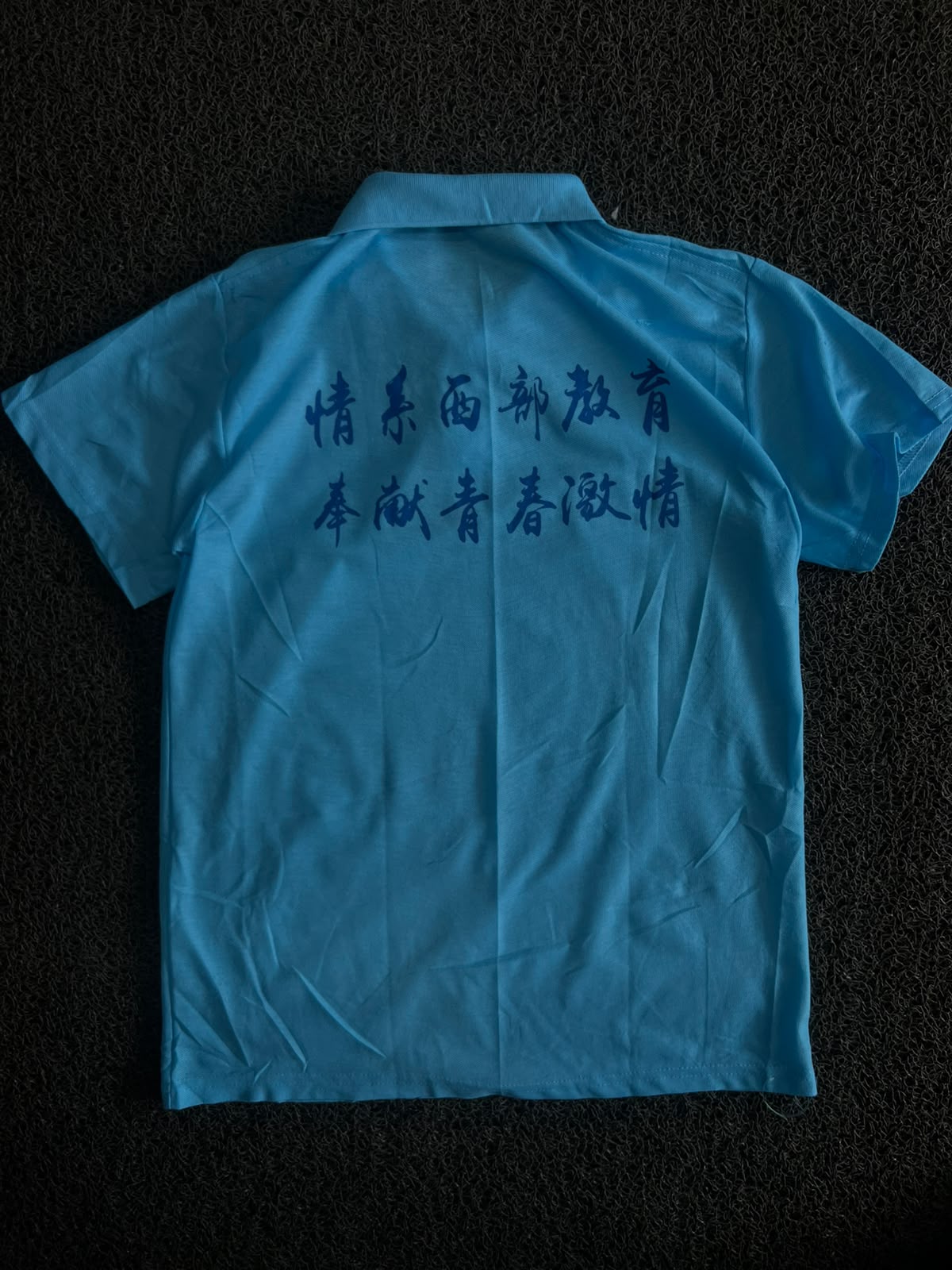 Vintage Blue Chinese Graphic Polo T-Shirt