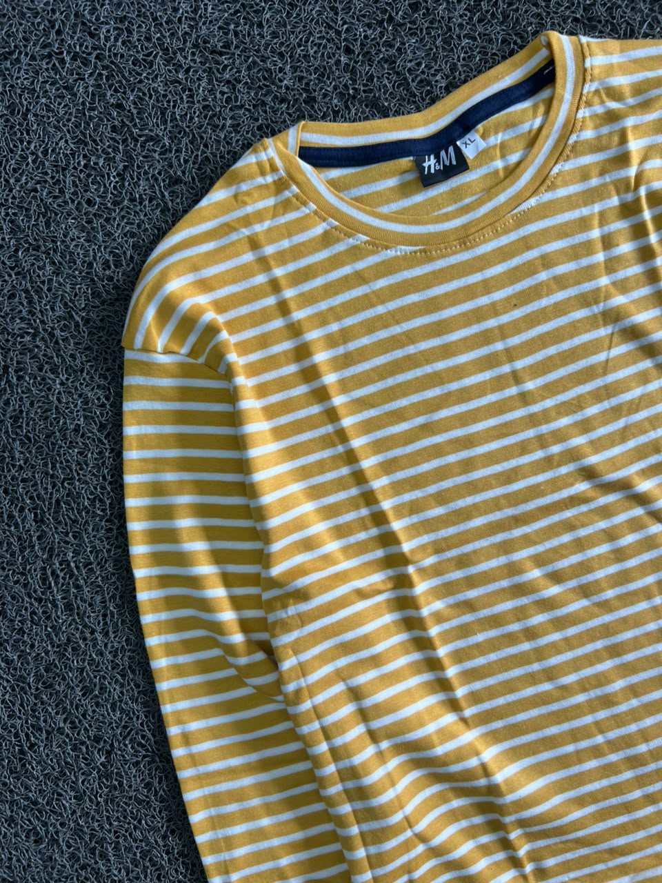 H&M Mustard Yellow & White Striped Full-Sleeve T-Shirt
