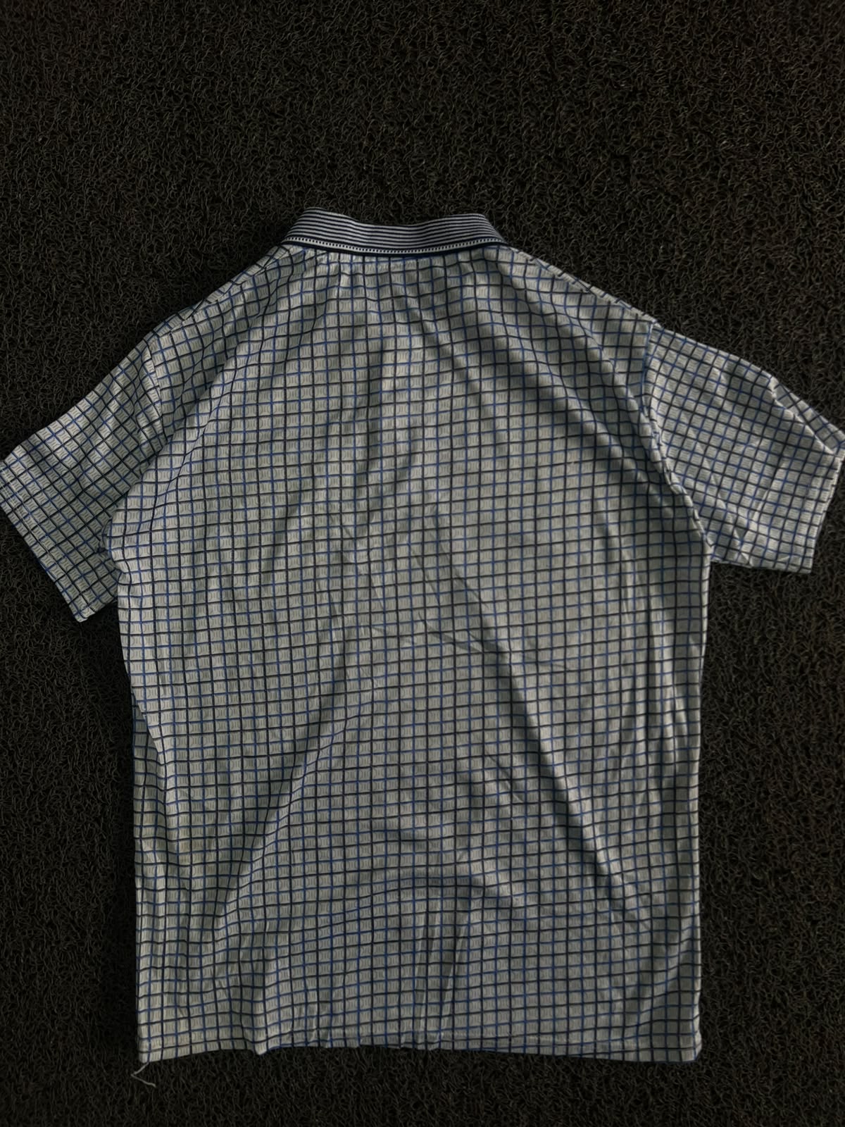 Checkered Polo T-Shirt with Contrast Collar and Chest Pocket