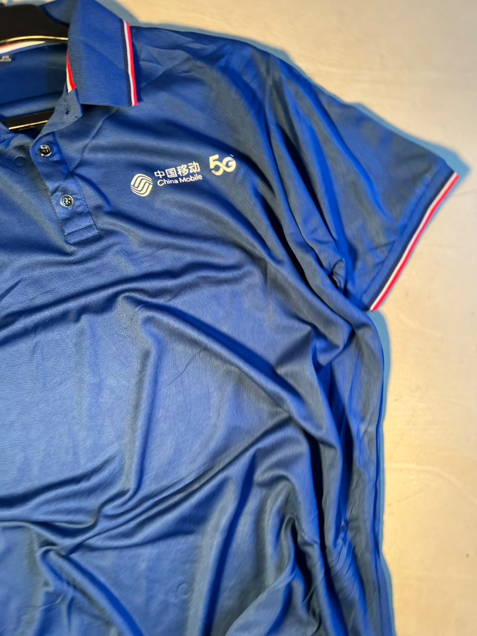 Vintage China Mobile 5G Blue Polo Shirt