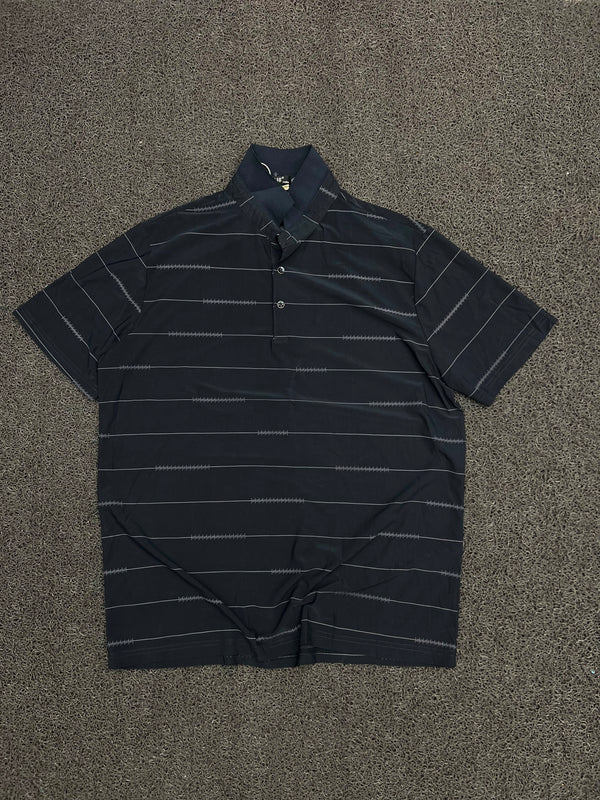 Vintage Striped Embroidered Polo T-Shirt