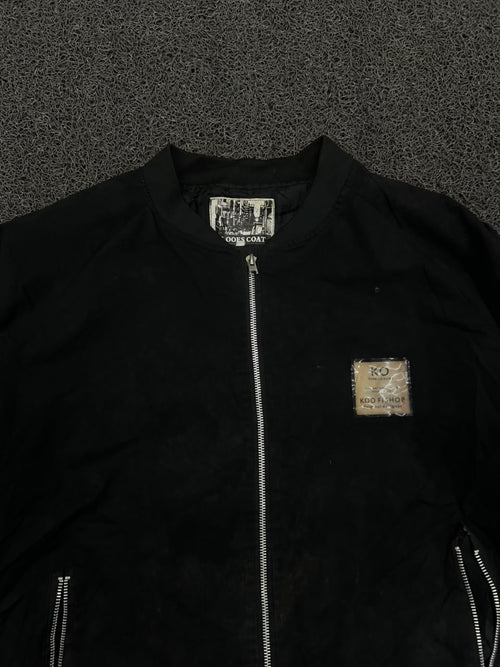 KOO Fishop Black Full-Zip Bomber Jacket ⚠️ Stained